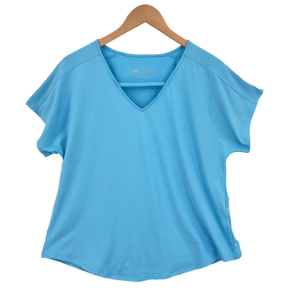 Tranquility by Colorado Clothing Tee Shirt Womens L Blue Stretch V Neck Pullover